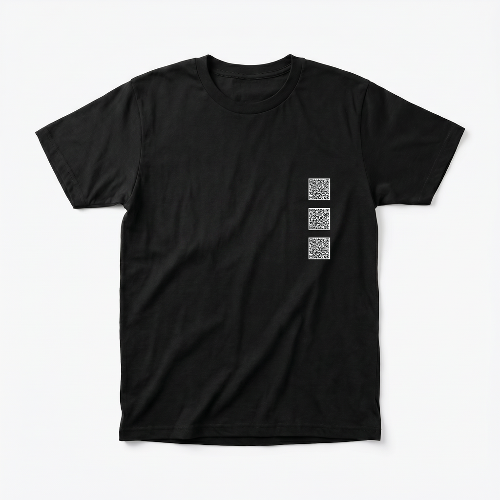 QR Code T-shirt – digital culture tech aesthetic minimalist graphic tee FUSO